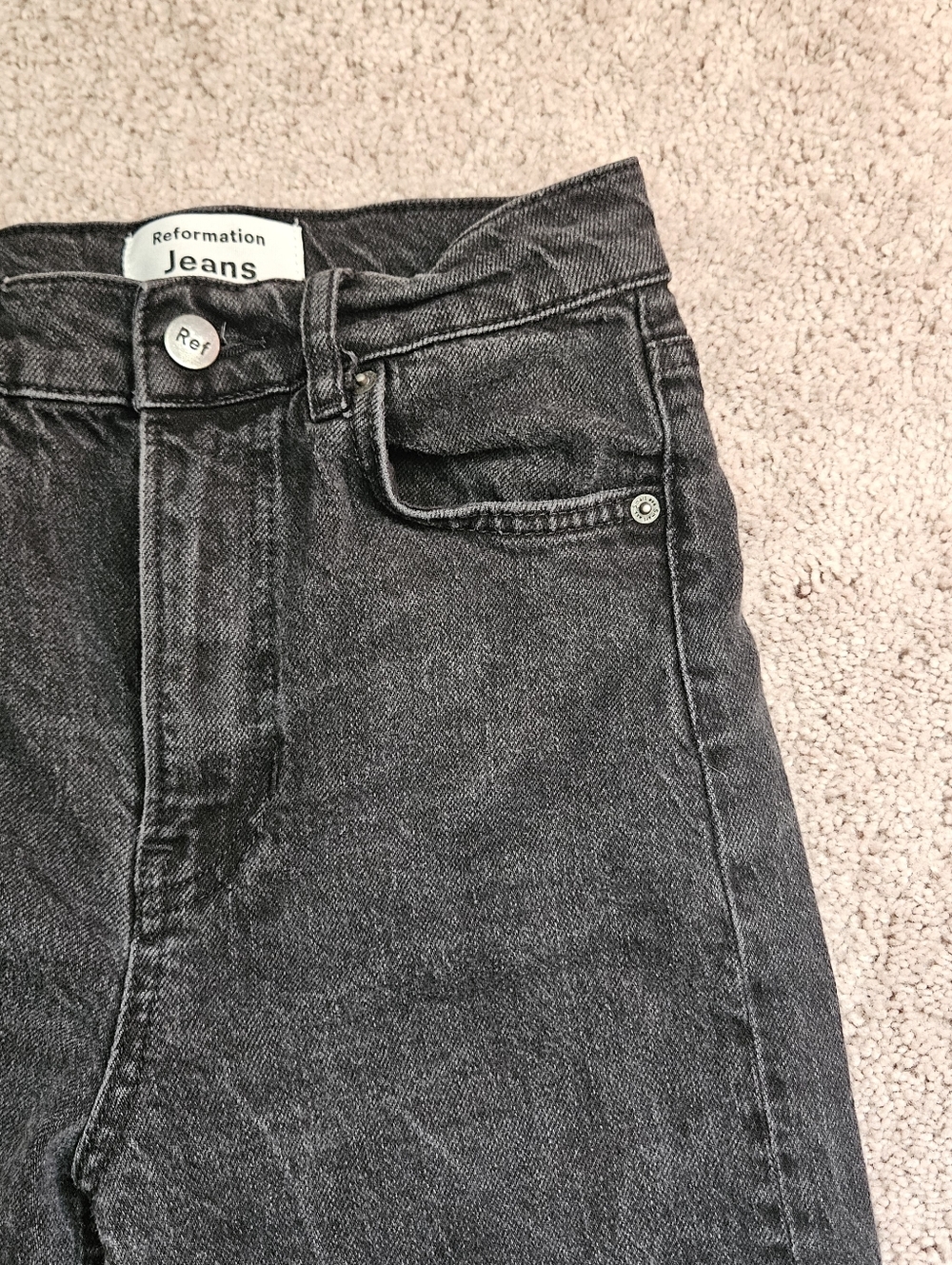 Reformation Julia High Cigarette Jeans Black Wash Size 25 High Rise Denim Design